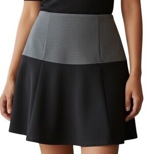 PATRIZIA LUCA  Milano Amazing Dark Gray and Black A-Line  Lined Skirt NWOT Small